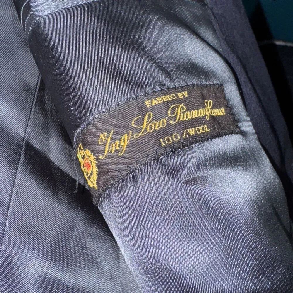 Loro Piana Blazer Sportcoat Mens Size 40R 100%‎ Wool Blazer Black Pinstripe